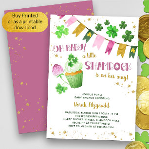 Convite Pequena Menina do Shamrock St Patricks Oh Chuvinha