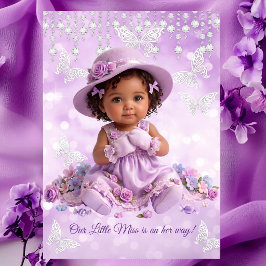 Convite Pequena Menina Lilac Roxa Chuvinha de Bebê Étnica