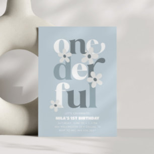 Convite Pequena Miss Onelinda Groovy Daisy primeiro aniver