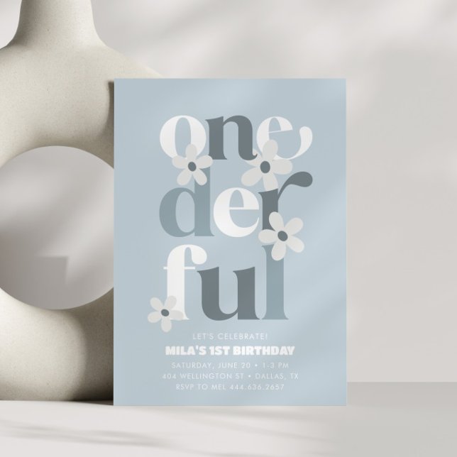 Convite Pequena Miss Onelinda Groovy Daisy primeiro aniver (Criador carregado)