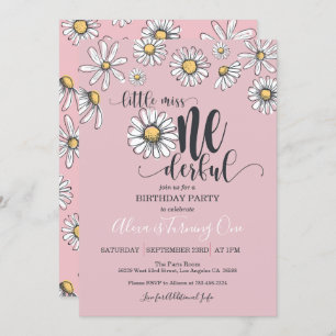 Convite Pequena Miss OneMaravilhosa Daisy Birthday Invitat