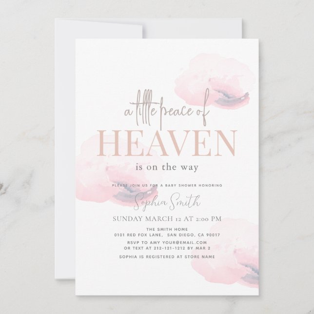 Convite Pequena Paz do Chá de fraldas Rosa-Rosa da Garota  (Frente)