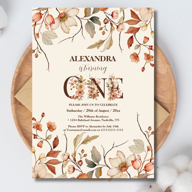 Convite Pequena primeiro aniversario de Aestética de Flor  (Criador carregado)