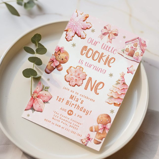 Convite Pequena primeiro aniversario de Natal da Cookie (Criador carregado)