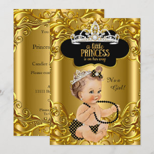 Convite Pequena Princesa a Caminho Chuveiro de Bebê Morena
