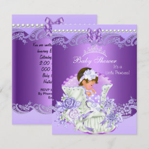 Convite Pequena Princesa Baby Shower Menina Tiara Roxo Vin