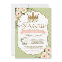 Pequena Princesa Blush Mint Dourado Chá de fraldas