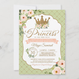 Convite Pequena Princesa Blush Mint Dourado Chá de fraldas
