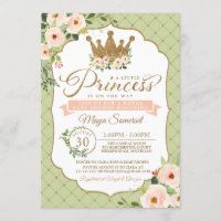 Pequena Princesa Blush Mint Dourado Chá de fraldas