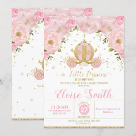 Convite Pequena Princesa Carruagem Rosa-Rosa