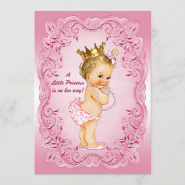 Convite Pequena princesa Chá de fraldas Dourada Quadro Ros