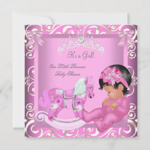 Convite Pequena Princesa Churrasco de Bebê Menina Cavalo B