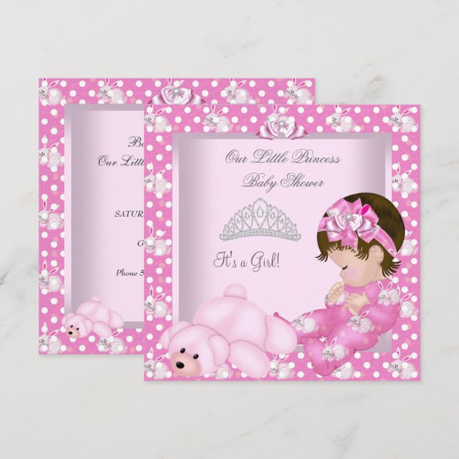 Convite Pequena Princesa Churrasco de Bebê Menina Coelhinh (Frente/Verso)