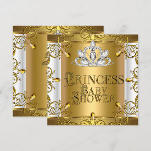 Convite Pequena Princesa Churrasco de Bebê Menina Dourado 