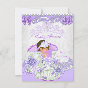 Convite Pequena Princesa Churrasco de Bebê Menina Roxo Vin
