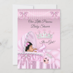 Convite Pequena Princesa Chuvada de Bebê Menina rosa Étnic