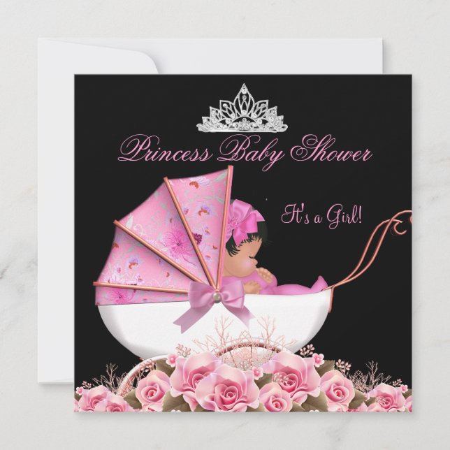 Convite Pequena Princesa Chuveiro de Bebê Menina Rosa 3a (Frente)