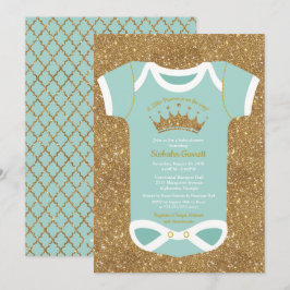 Convite Pequena Princesa Turquoise Glitter Chá de fraldas