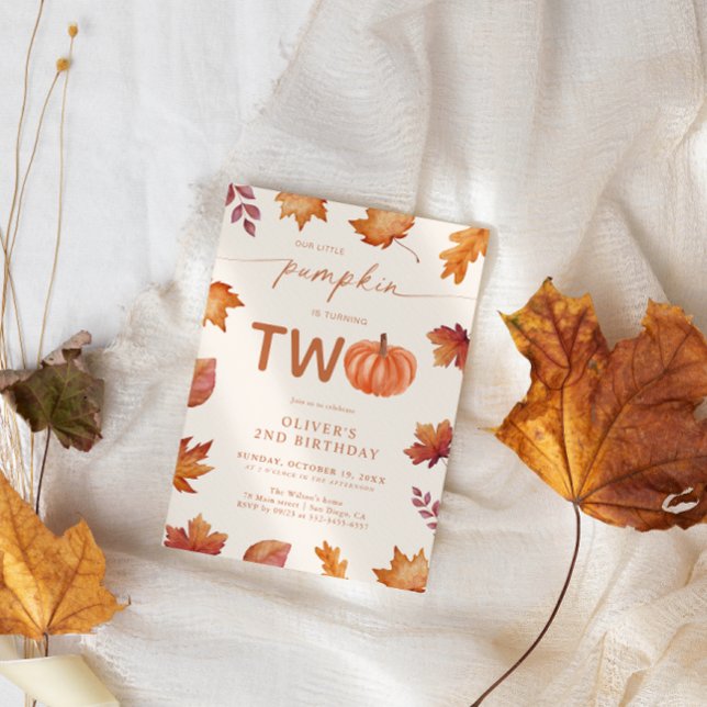 Convite Pequena queda de segundo aniversário de abóbora (Criador carregado)