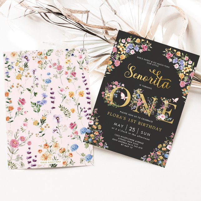 Convite Pequena senhorita Fiesta primeiro aniversario de f (Criador carregado)