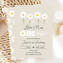 Convite Pequena Senhorita Onemagy Daisy Creme Areia Aniver