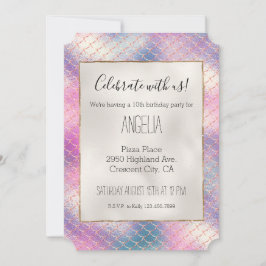 Convite Pequena Sereia Dourada de Aqua Rosa