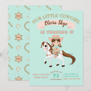 Convite Pequena Vaqueira no Aniversário da Garota a Cavalo