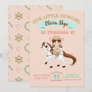 Convite Pequena Vaqueira no Aniversário da Garota a Cavalo