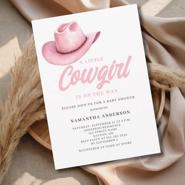 Convite Pequena Vaqueira Rosa Churrasco de Bebê  (Criador carregado)