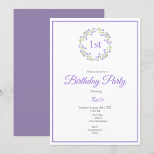 Convite Pequena Violet Watercolor Blossomath