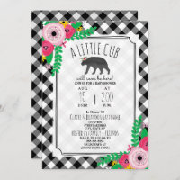 Pequena Xadrez Preta + Chá de fraldas Branca