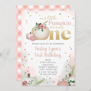 Convite Pequena Xadrez Rosa-Rosa Primeiro Aniversário