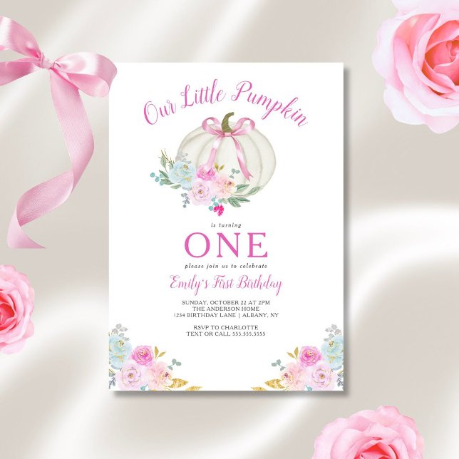 Convite Pequenas Arcos Rosa-Rosa-Rosa Meninas Primeiro Ani (Criador carregado)