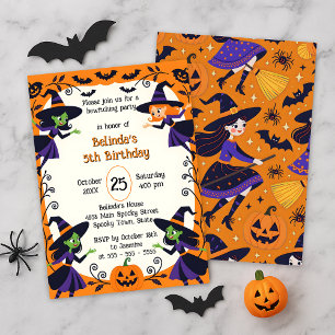 Convite Pequenas Bruxas Estranham o Aniversário do Hallowe