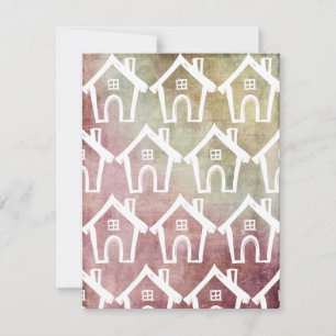 Convite Pequenas Casas Brancas Grunge Ombre Nós Mudamos De