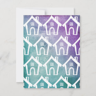 Convite Pequenas Casas Brancas Roxo De Teal Nos Movemos