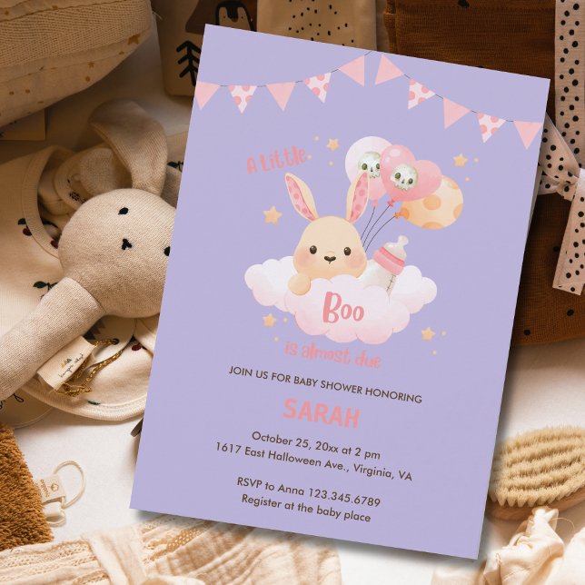Convite Pequenas Conversas de Bebê do Dia das Bruxas Rosa (Little Boo Pink Halloween Baby Shower Invitations)