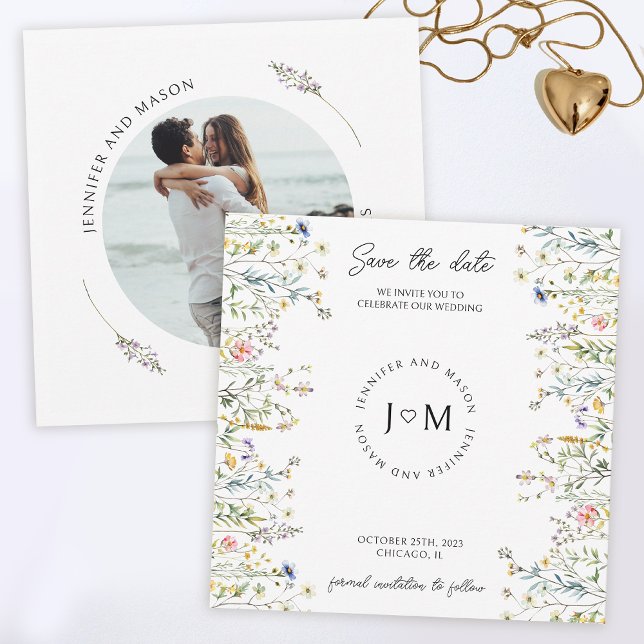 Convite Pequenas flores rústicas flor silvestre Salvar fot (Criador carregado)