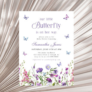 Convite Pequenas Flores Silvestres Borboleta Roxa Chuvinha