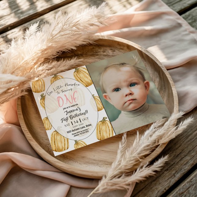 Convite Pequenas Meninas de Abóbora Rosa Querem Foto de An (Criador carregado)