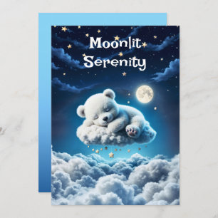 Convite Pequenas nuvens estrelas ursinho fantasia lua arte