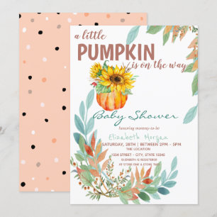 Convite Pequenas Pumpkin Girassóis, Folhas, Chá de frald