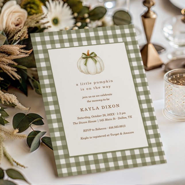 Convite Pequeno Abóbora Verde Sexo Neutro Chá de fraldas (Criador carregado)