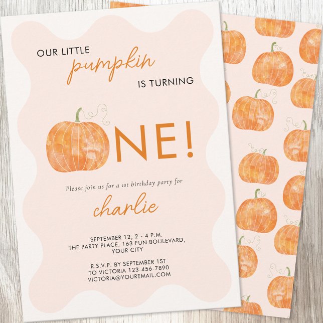 Convite Pequeno Abominável outono Primeiro primeiro aniver (Little Pumpkin first birthday autumn fall personalized invitation)