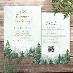 Convite Pequeno Acampamento Floresta Tudo Em Um QR Chuvinh