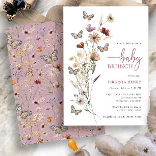Convite Pequeno Almoço de Bebê Floral Boho Rosa