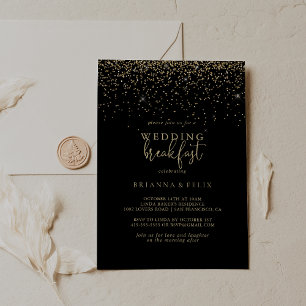 Convite Pequeno Almoço de Casamento com Letra Elegante e C