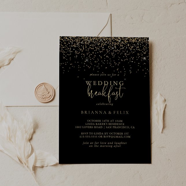 Convite Pequeno Almoço de Casamento com Letra Elegante e C (Criador carregado)