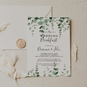 Convite Pequeno-almoço de casamento minimalista com eucali
