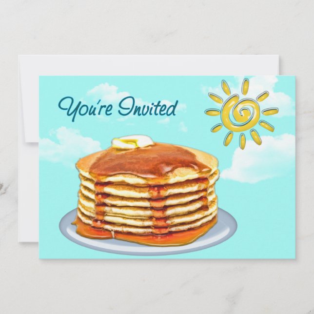 Convite Pequeno almoço Sun da panqueca, céu & nuvens (Frente)